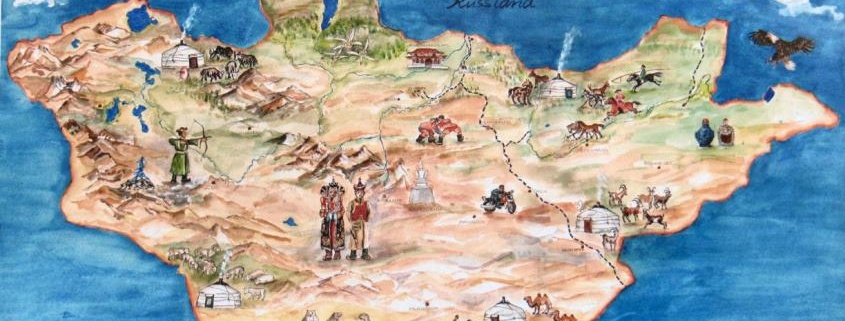 Landkarte zum Mongolei-Spiel "Steppenkind"